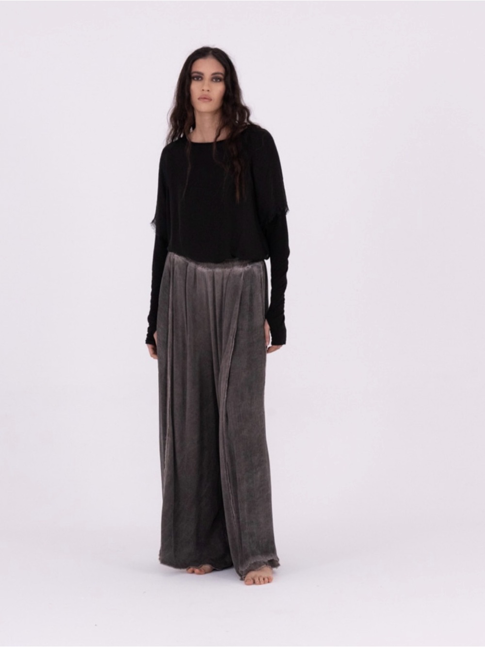 Sanctamuerte Palazzo Pants in Anthracite Size S